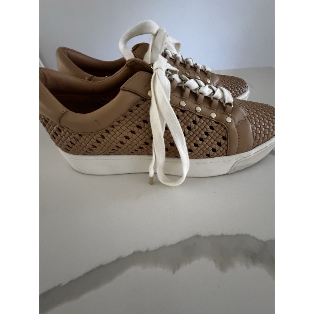 JOIE HANDEN WOVEN PLATFORM SNEAKERS TAN BASKET WEAVE LEATHER WOMENS SZ 40- 9-9.5